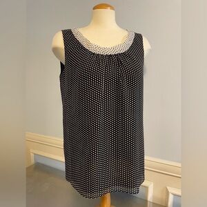 St John Silk polka dot sleeveless boatneck blouse